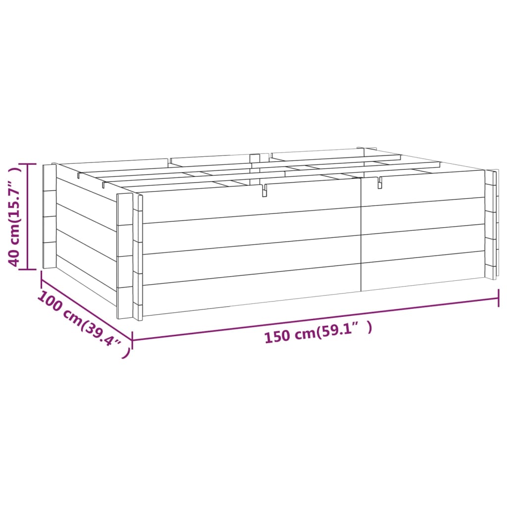 Plantenbak Verhoogd Geïmpregneerd Hout 150 x 100 x 40 cm