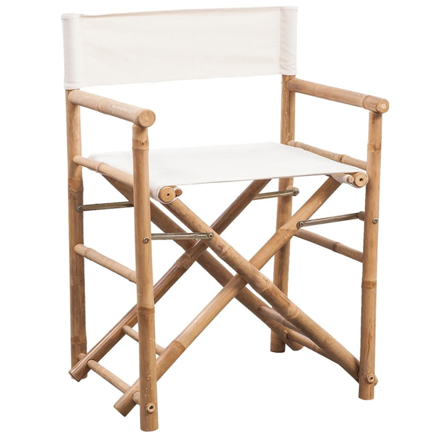 Regisseursstoelen Inklapbaar Bamboe En Canvas Wit