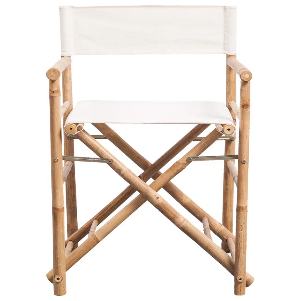 Regisseursstoelen Inklapbaar Bamboe En Canvas Wit