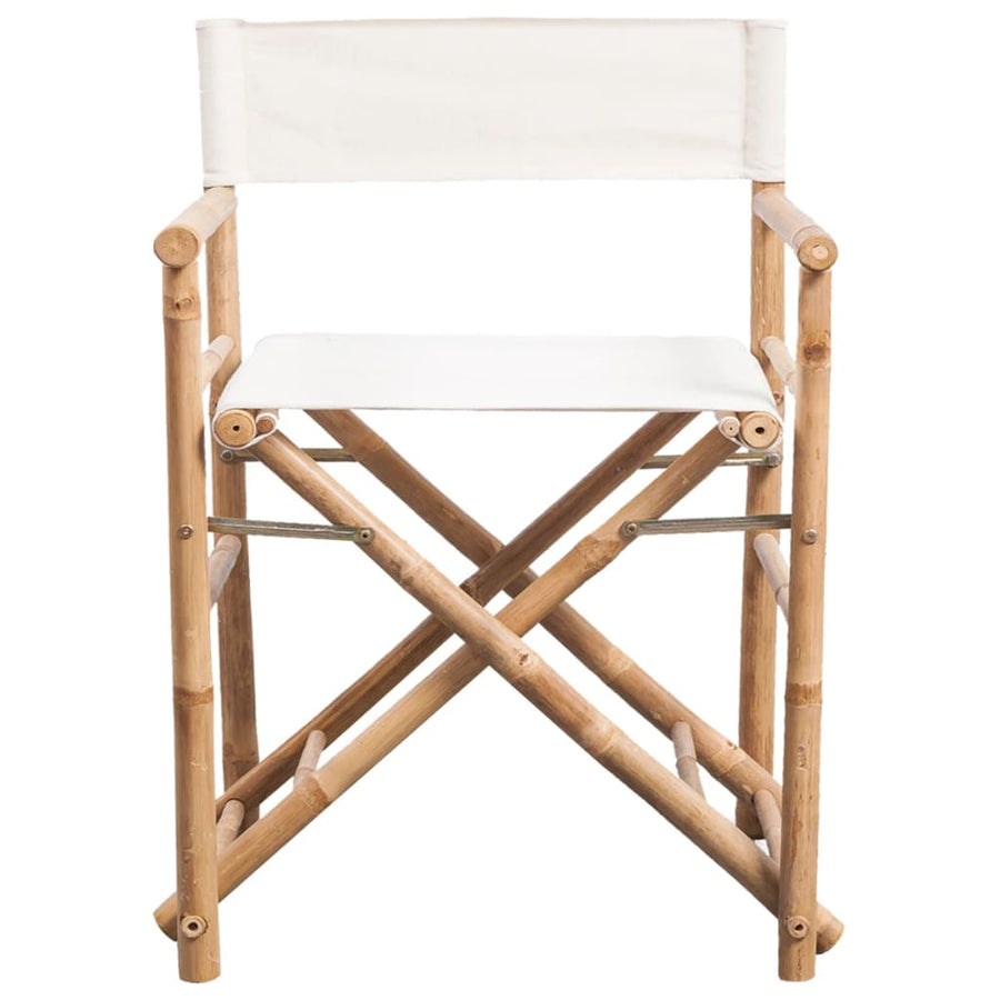 Regisseursstoelen Inklapbaar Bamboe En Canvas Wit