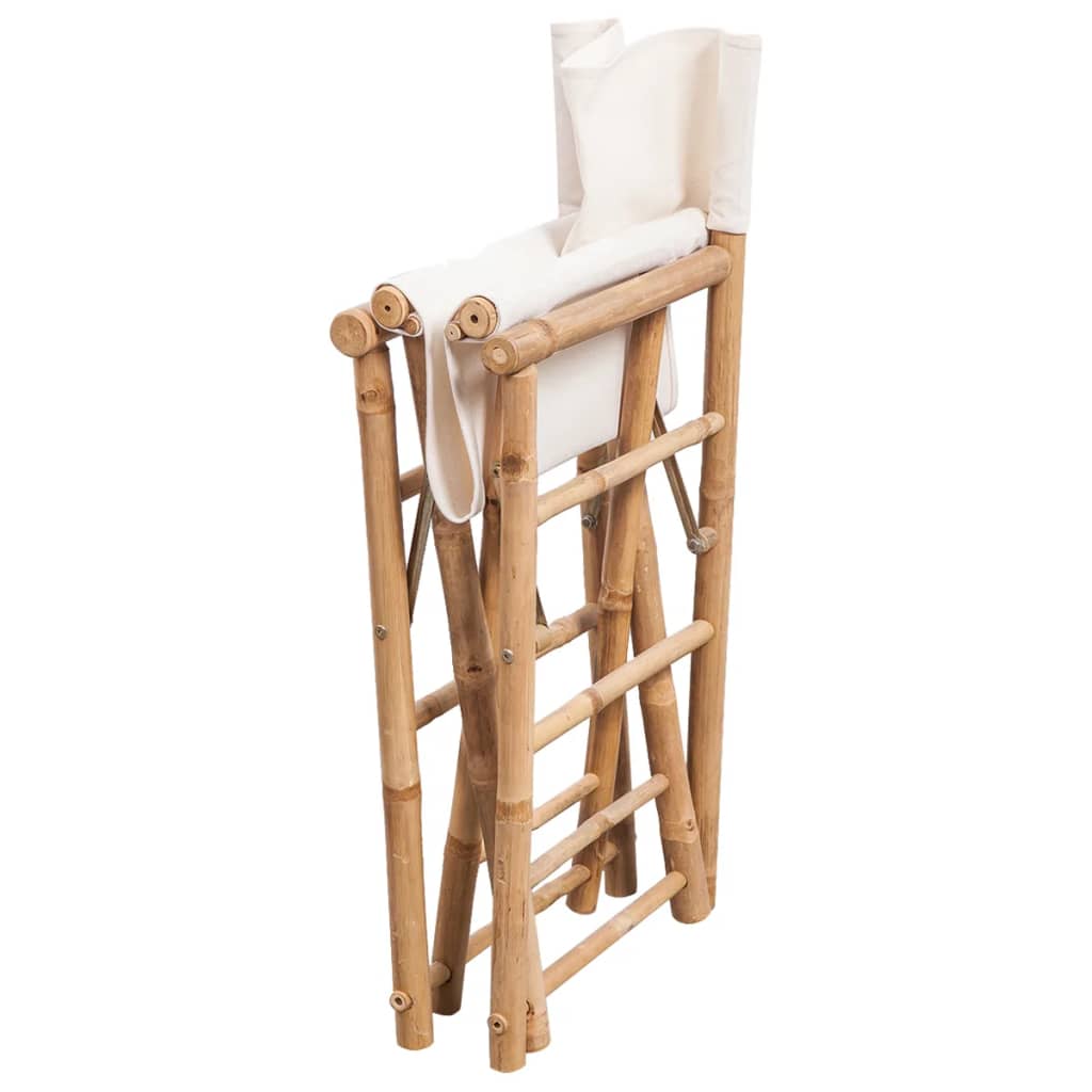Regisseursstoelen Inklapbaar Bamboe En Canvas Wit