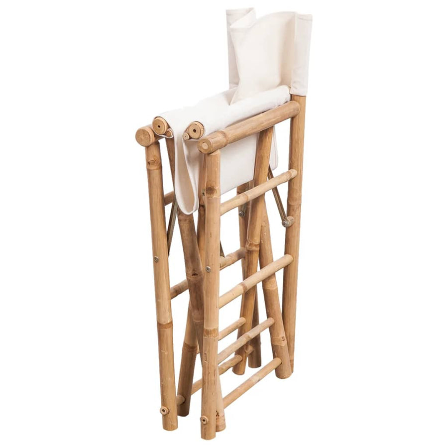 Regisseursstoelen Inklapbaar Bamboe En Canvas Wit