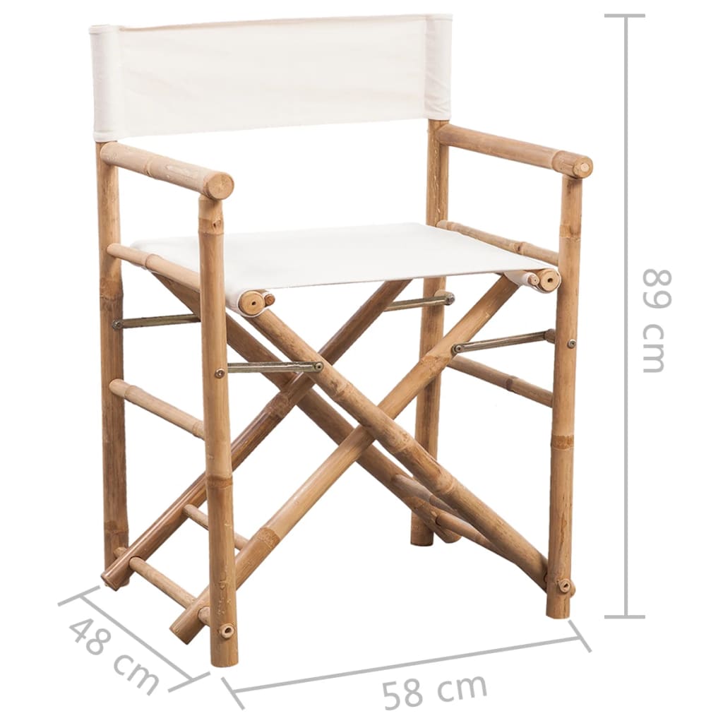 Regisseursstoelen Inklapbaar Bamboe En Canvas Wit