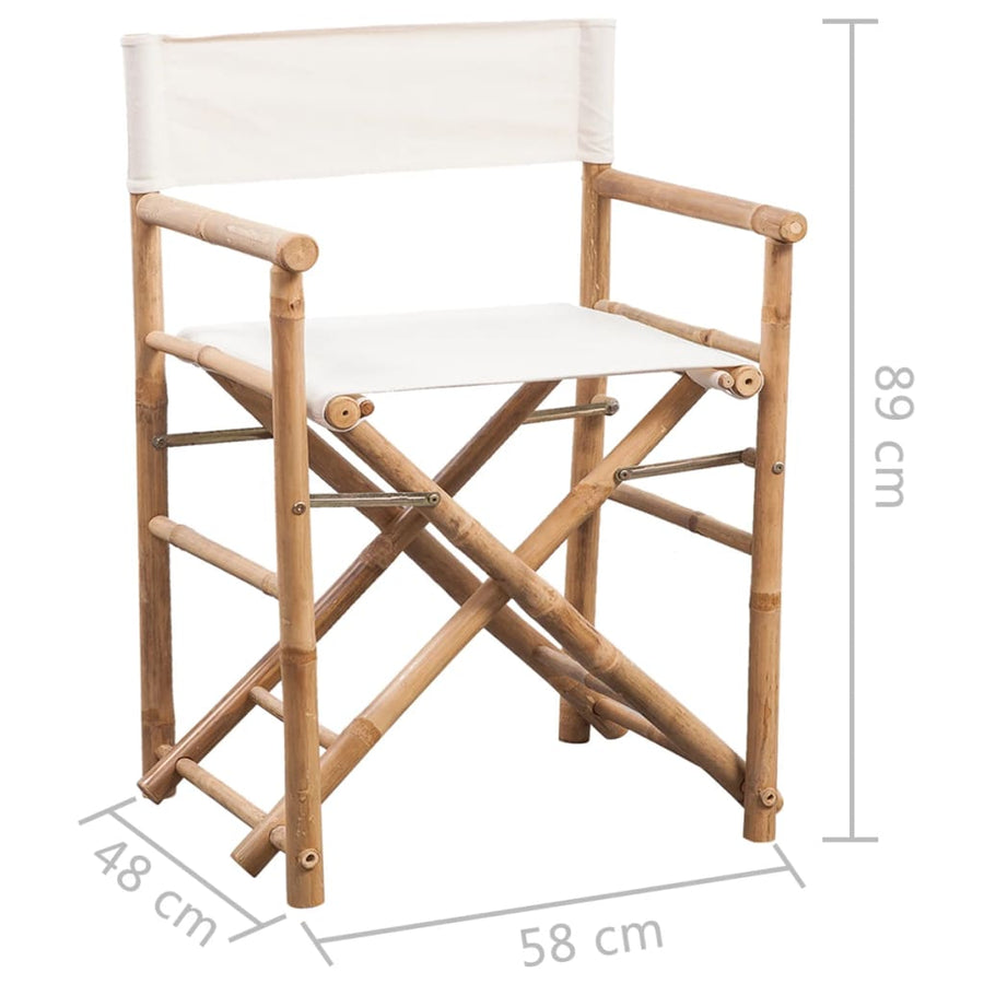 Regisseursstoelen Inklapbaar Bamboe En Canvas Wit