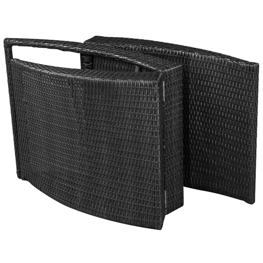 Ligbed Inklapbaar Met Kussen Poly Rattan Zwart en wit
