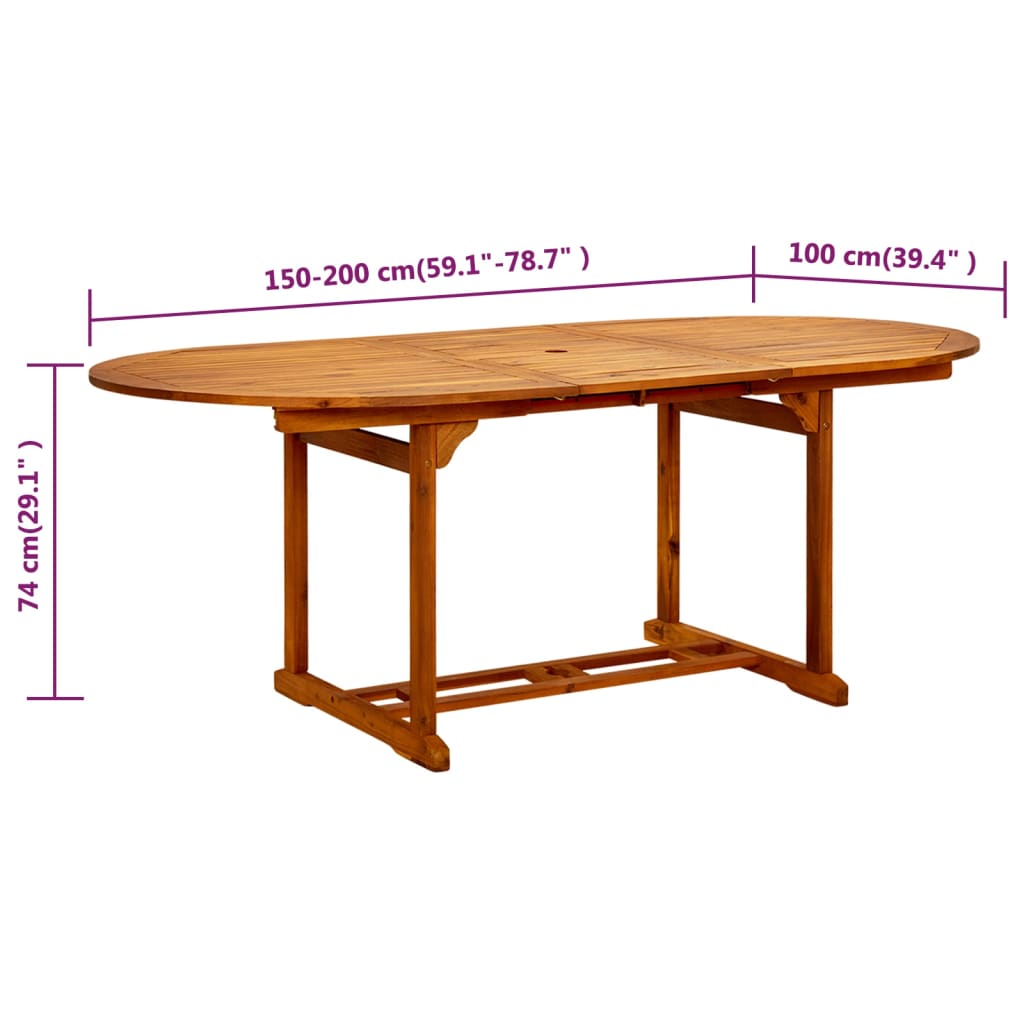 Tuintafel Massief Acaciahout 200 x 100 x 75 cm ovaal