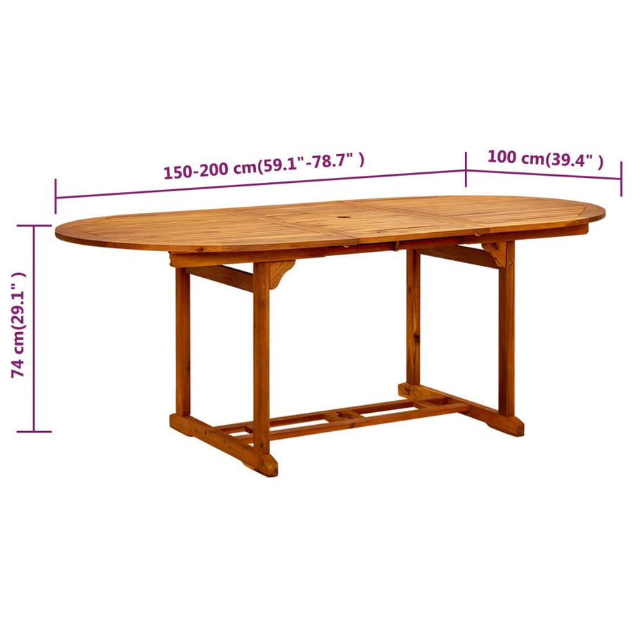 Tuintafel Massief Acaciahout 200 x 100 x 75 cm ovaal