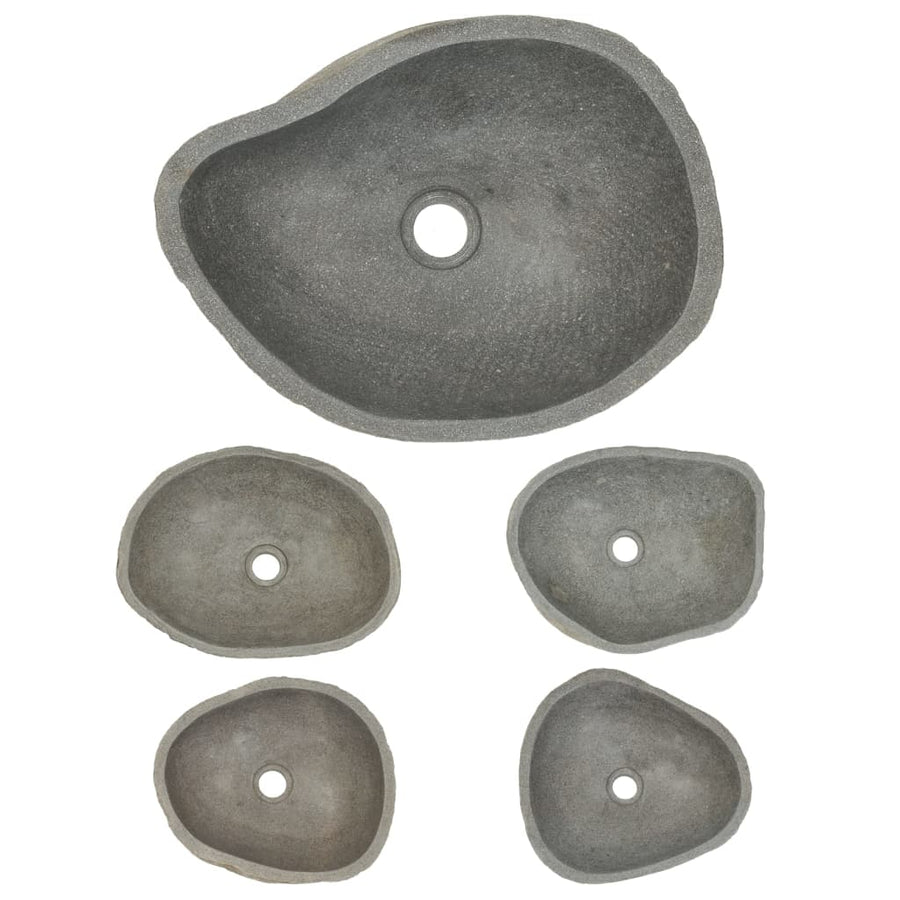 Wastafel ovaal 37-46 cm riviersteen (37-46) x (29-36) x 15 cm