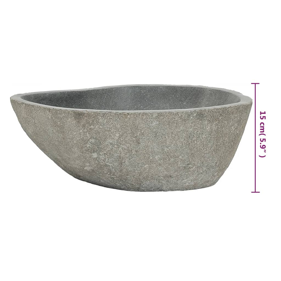 Wastafel ovaal 37-46 cm riviersteen (37-46) x (29-36) x 15 cm