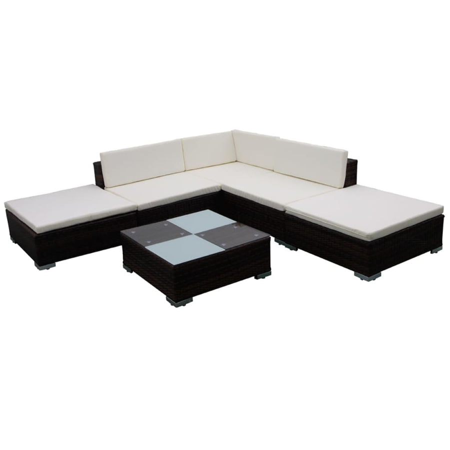 -Delige Loungeset Met Kussens Poly Rattan Bruin
