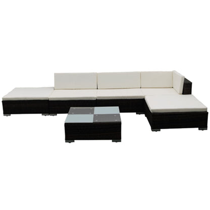 -Delige Loungeset Met Kussens Poly Rattan Bruin