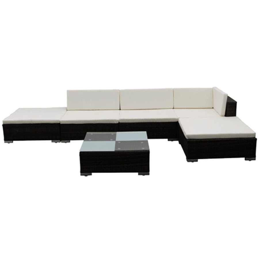 -Delige Loungeset Met Kussens Poly Rattan Bruin