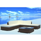 -Delige Loungeset Met Kussens Poly Rattan Bruin