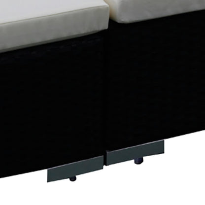 Loungeset met kussens poly rattan Zwart