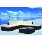 Loungeset met kussens poly rattan Zwart