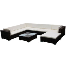 8-Delige Loungeset Met Kussens Poly Rattan Bruin