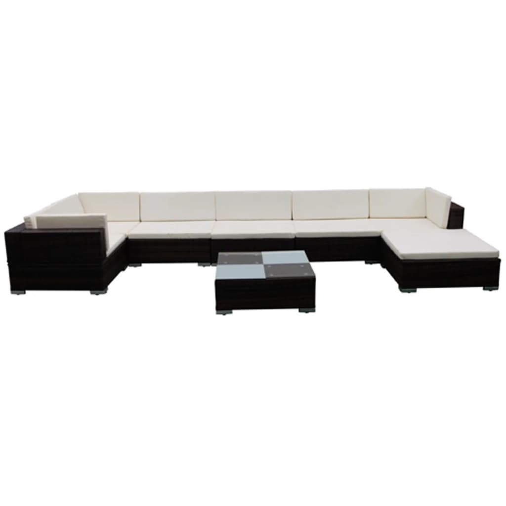 8-Delige Loungeset Met Kussens Poly Rattan Bruin