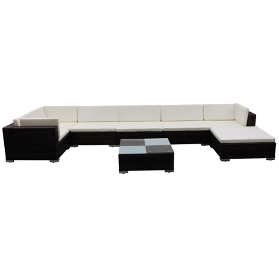 8-Delige Loungeset Met Kussens Poly Rattan Bruin