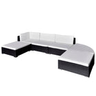 Loungeset poly rattan 6-delig zwart