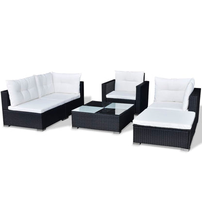 6-Delige Loungeset Met Kussens Poly Rattan Zwart