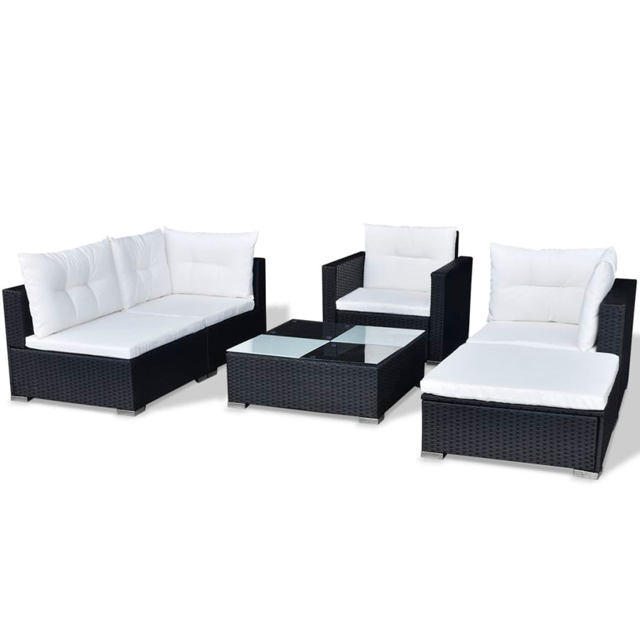 6-Delige Loungeset Met Kussens Poly Rattan Zwart