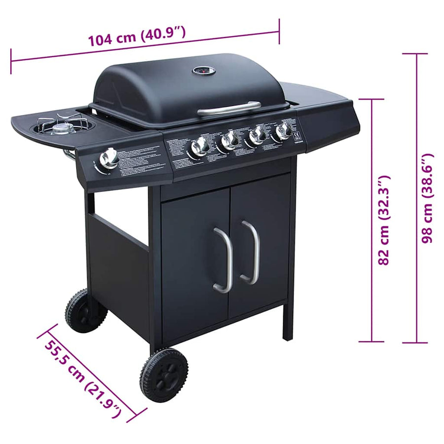 Gasbarbecue 4+1 Kookzone Zwart