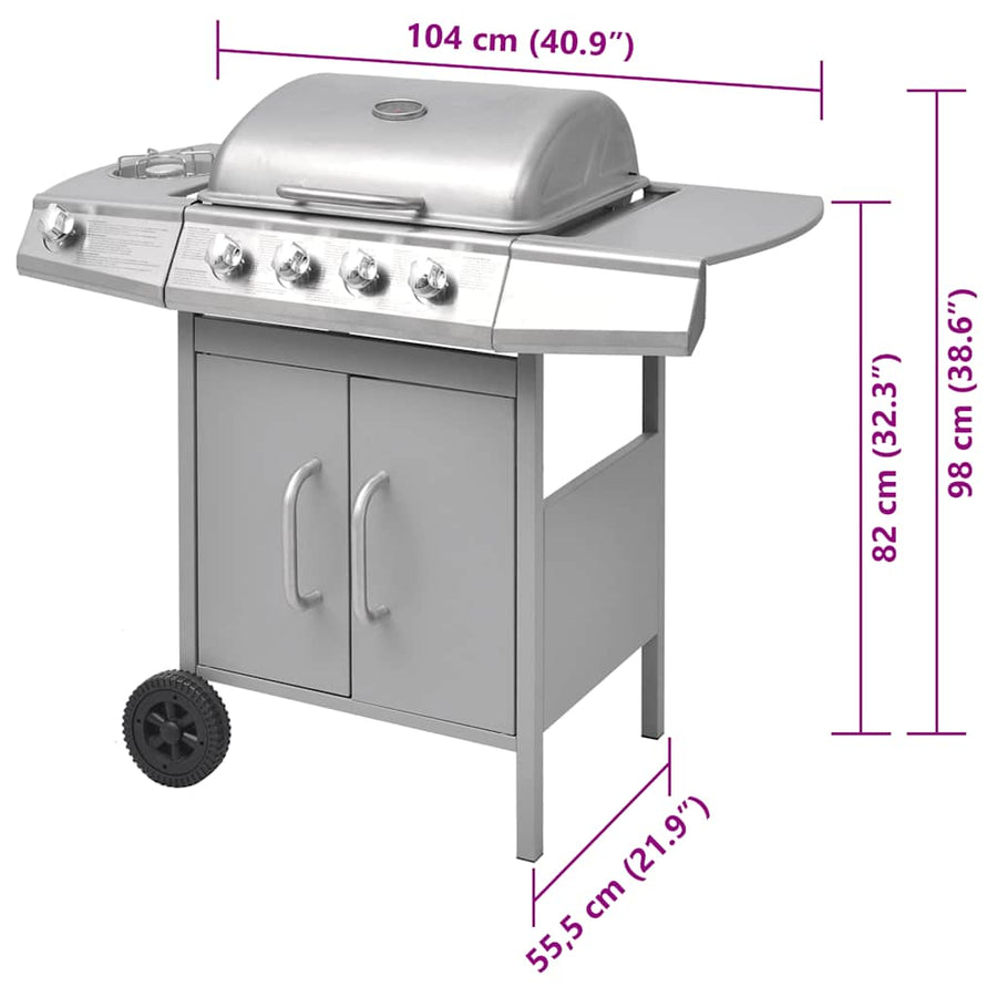 Gasbarbecue 4+1 Kookzone Zilver