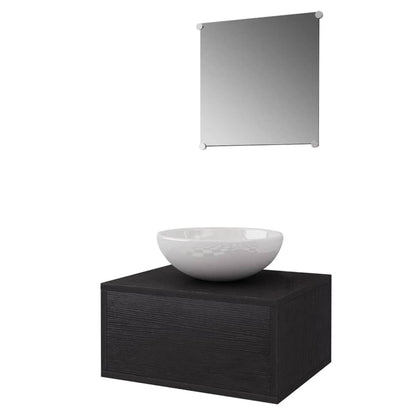 Badkamermeubelset Met Wasbak 3-Delig Zwart Model 1