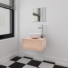 3-Piece Bathroom Furniture Set with Washbasin Beige