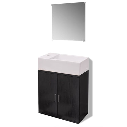 Badkamermeubelset Met Wasbak 3-Dlg Zwart Model 2