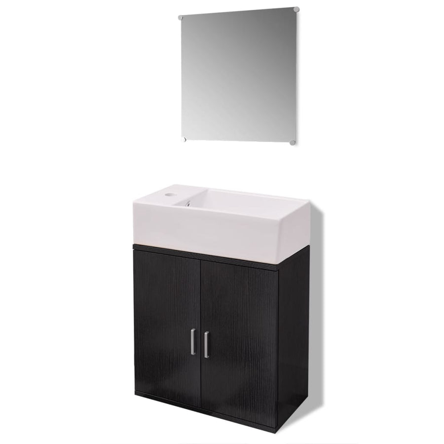 Badkamermeubelset Met Wasbak 3-Dlg Zwart Model 2