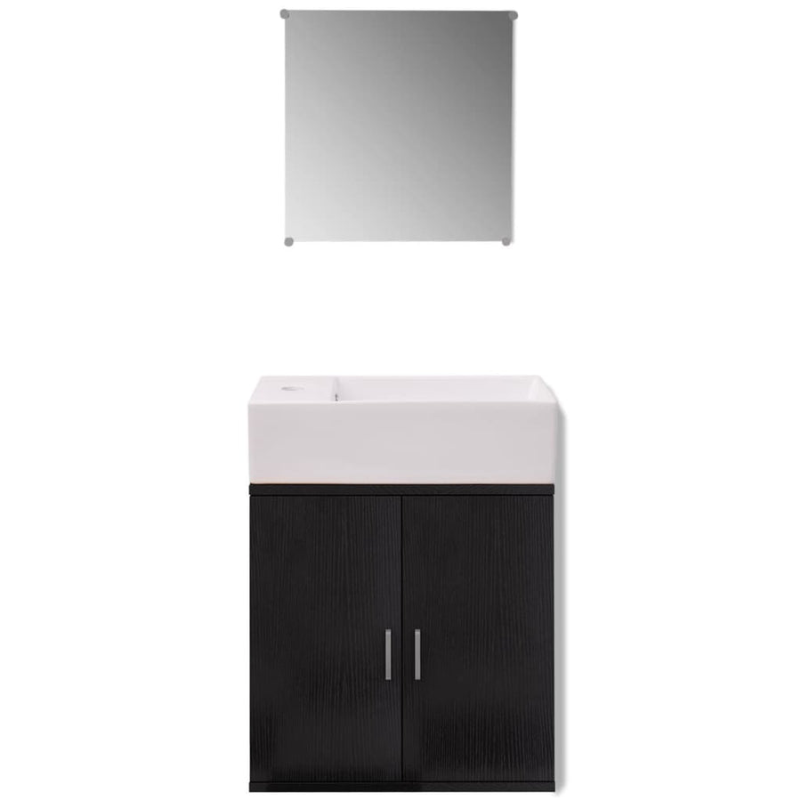 Badkamermeubelset Met Wasbak 3-Dlg Zwart Model 2
