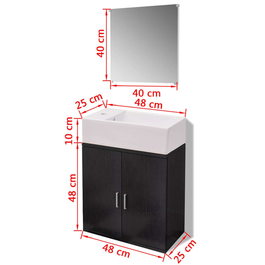 Badkamermeubelset Met Wasbak 3-Dlg Zwart Model 2