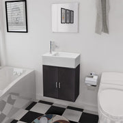 Badkamermeubelset 3-dlg zwart met wastafel
