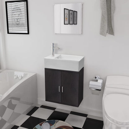 Badkamermeubelset Met Wasbak 3-Dlg Zwart Model 2