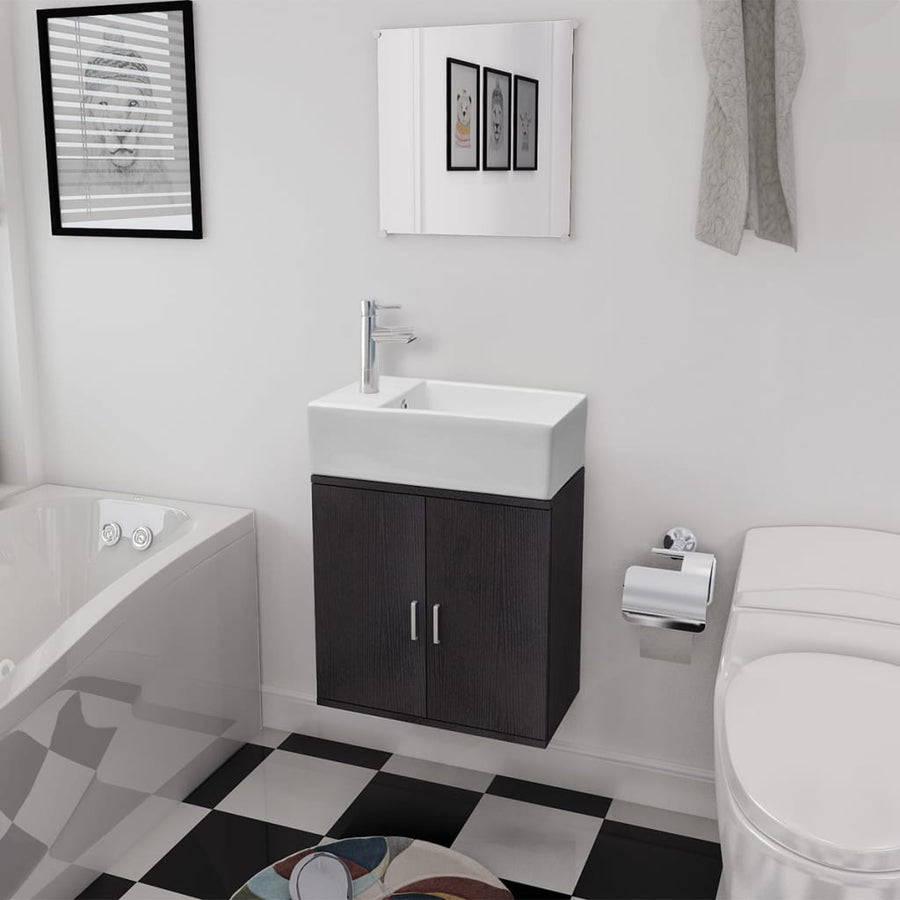 Badkamermeubelset Met Wasbak 3-Dlg Zwart Model 2