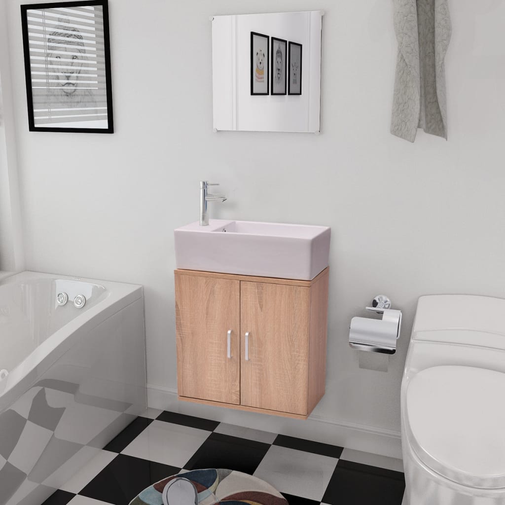 Badkamermeubelset Met Wasbak 3-Dlg Beige Model 2