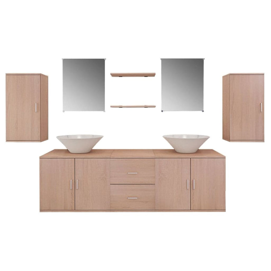 Badkamermeubelset Met Wasbak 9-Delig Beige Model 3