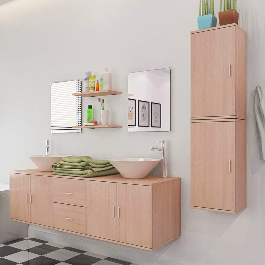 Badkamermeubelset Met Wasbak 9-Delig Beige Model 3