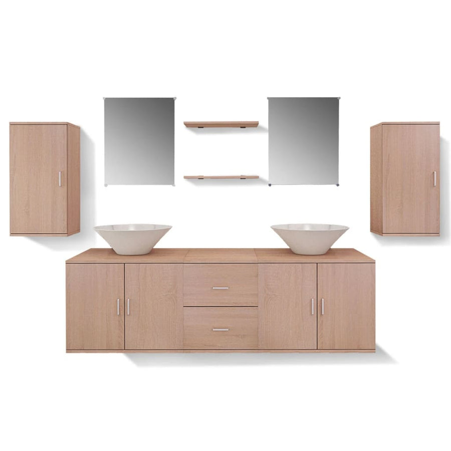 Badkamermeubelset Met Wasbak 9-Delig Beige Model 3