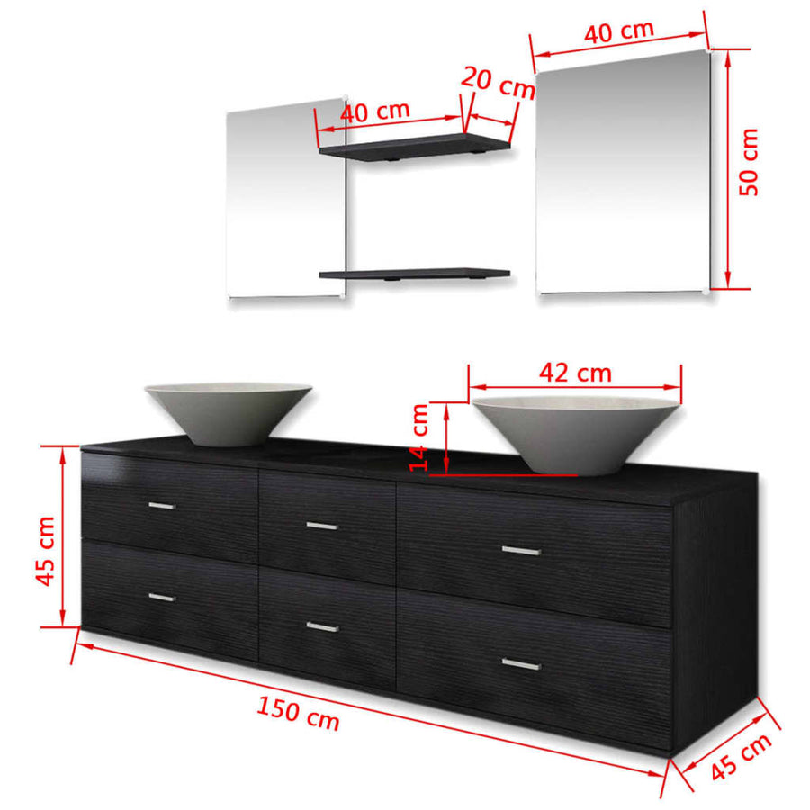 Badkamermeubelset Met Wasbak 7-Delig Zwart Model 4
