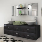 7-piece black bathroom vanity set with sink