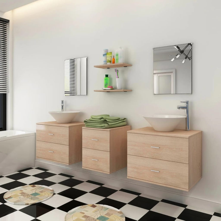 Badkamermeubelset Met Wasbak 7-Delig Beige Model 4