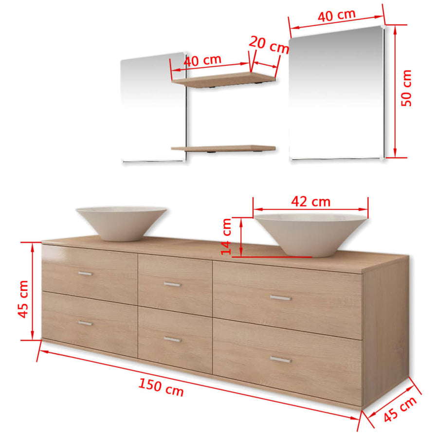 Badkamermeubelset Met Wasbak 7-Delig Beige Model 4