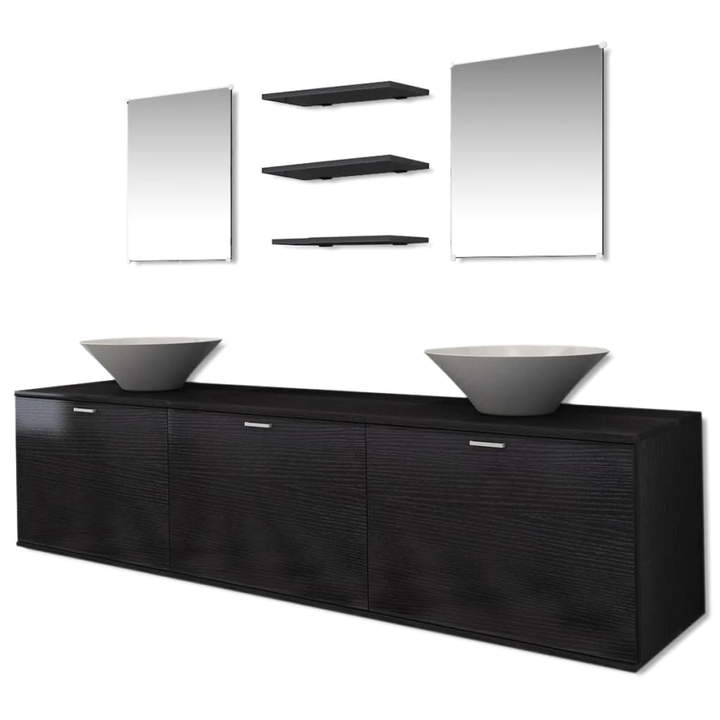 Badkamermeubelset Met Wasbak 8-Delig Zwart Model 5