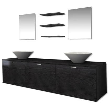 Badkamermeubelset Met Wasbak 8-Delig Zwart Model 5