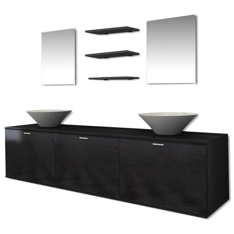 Badkamermeubelset Met Wasbak 8-Delig Zwart Model 5