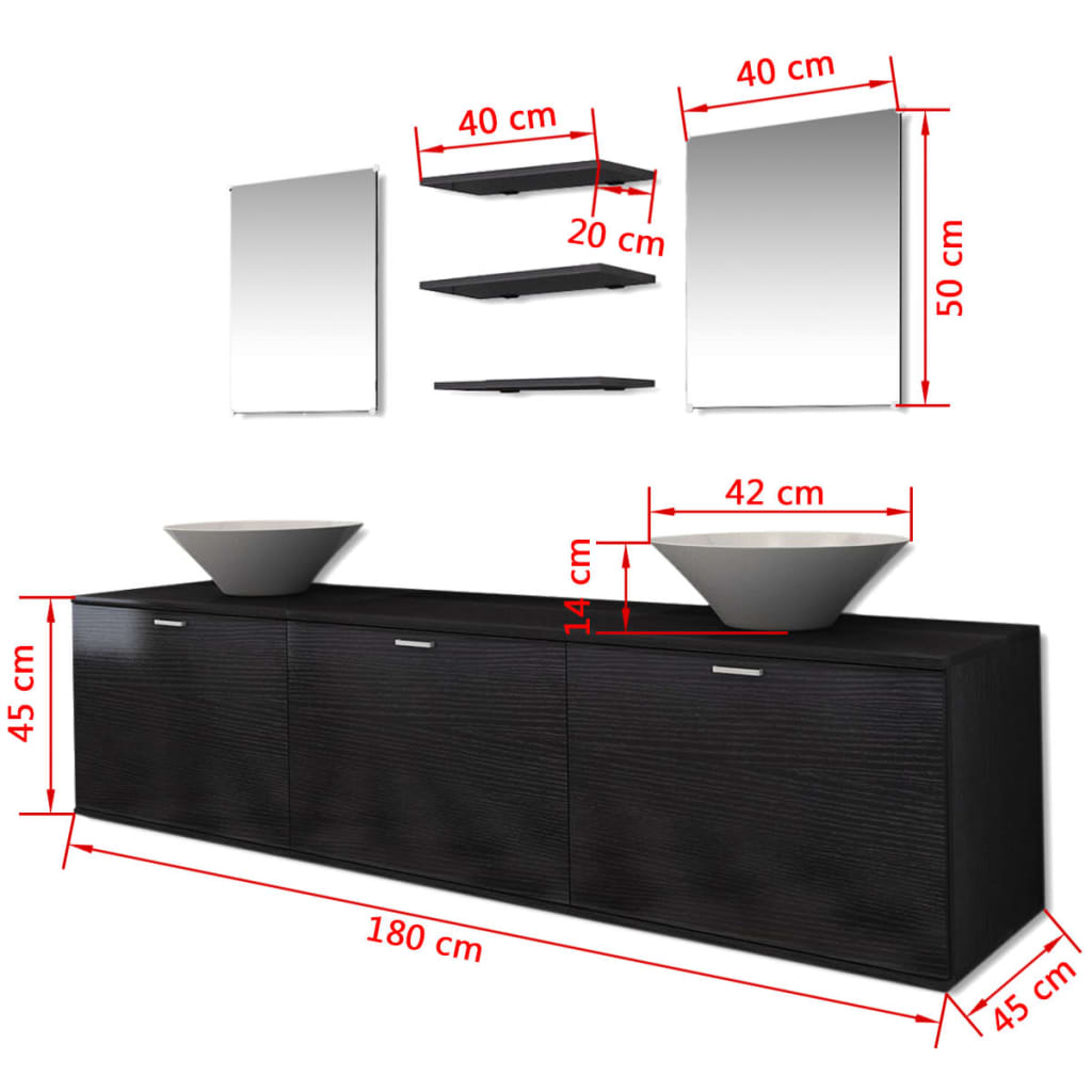 Badkamermeubelset Met Wasbak 8-Delig Zwart Model 5