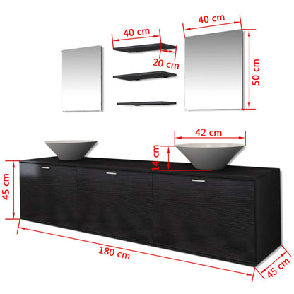 Badkamermeubelset Met Wasbak 8-Delig Zwart Model 5