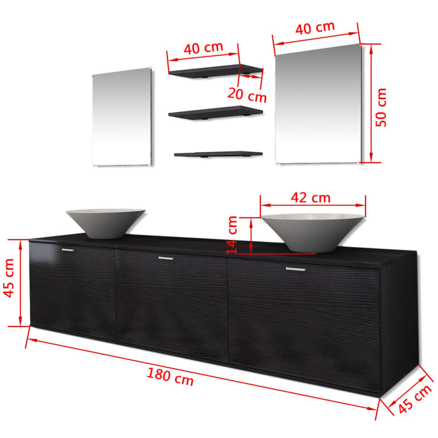Badkamermeubelset Met Wasbak 8-Delig Zwart Model 5